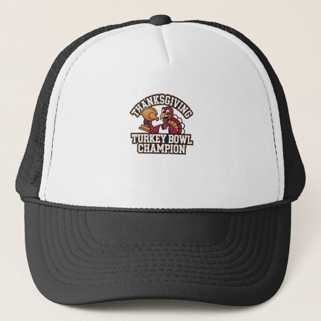 Turkey Bowl Champion Game Day Food Football Fun Trucker Hat (Front)