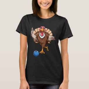 Turkey Bowling Thanksgiving Turkey Playing Bowling T-Shirt