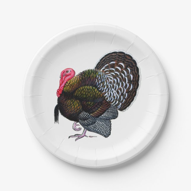 Turkey:  Bronze Tom Paper Plate (Front)