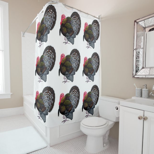 Turkey:  Bronze Tom Shower Curtain (In Situ)
