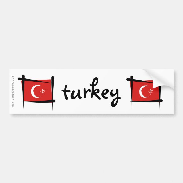 Turkey Brush Flag Bumper Sticker (Front)