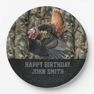 Turkey Camo Hunting Happy Birthday Name Plates