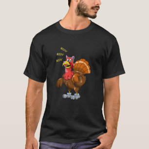 Turkey Cat Meow Costume Thanksgiving Kids T-Shirt