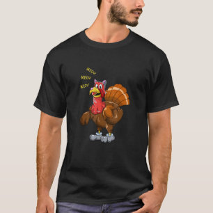 Turkey Cat Meow Costume Thanksgiving Kids T-Shirt