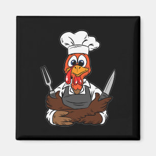 Turkey Chef Thanksgiving Day Funny Cook Culinary F Magnet
