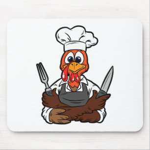 Turkey Chef Thanksgiving Day Funny Cook Culinary F Mouse Pad