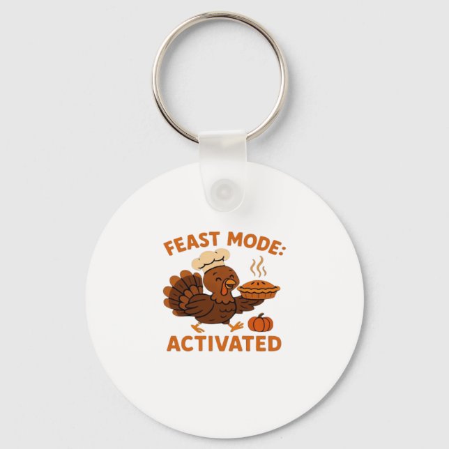 Turkey Chef with Pumpkin Pie Oversized T-Shirt.png Key Ring (Front)