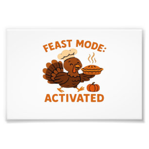 Turkey Chef with Pumpkin Pie Oversized T-Shirt.png Photo Print