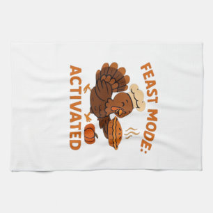 Turkey Chef with Pumpkin Pie Oversized T-Shirt.png Tea Towel
