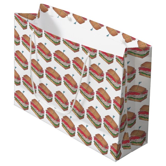 Turkey Club Sandwich Restaurant Diner Foodie Food Large Gift Bag (Front Angled)