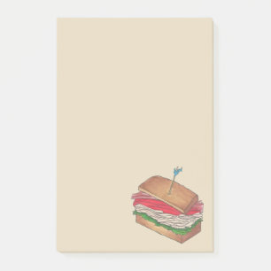 Turkey Club Sandwich Restaurant Diner Foodie Food Post-it Notes