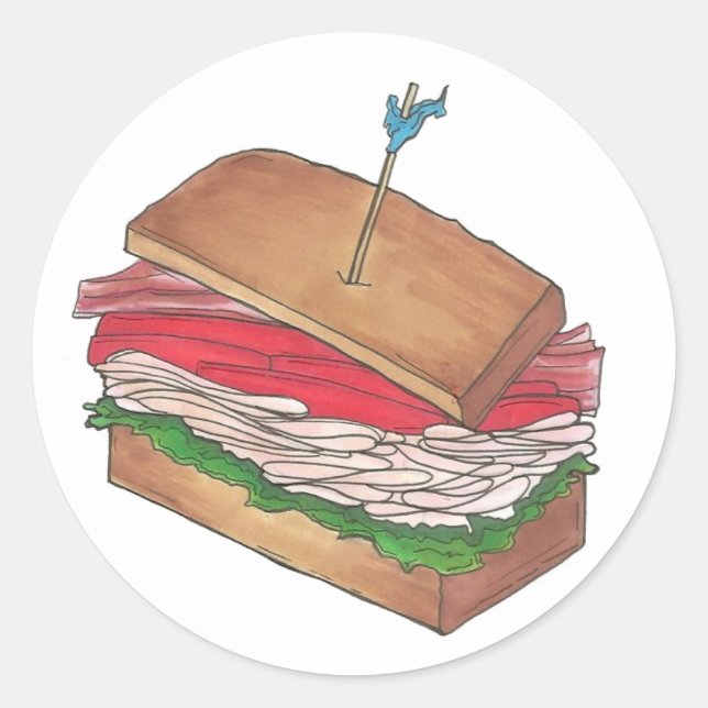 Turkey Club Sandwich Restaurant Diner Foodie Gift Classic Round Sticker (Front)