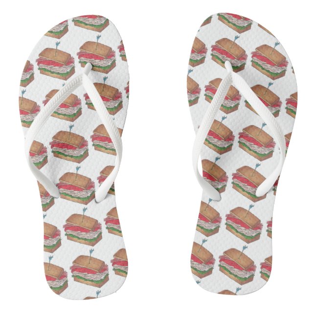 Turkey Club Sandwiches Sandwich Print Diner Food Jandals (Footbed)