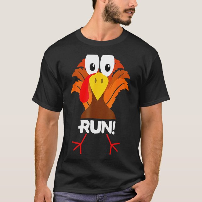 Turkey Costume Adult Running Face Turkey Trot T-Shirt (Front)