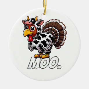 Turkey Cow Costume Thanksgiving Funny Turkey Moo  Ceramic Tree Decoration