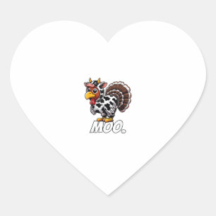 Turkey Cow Costume Thanksgiving Funny Turkey Moo  Heart Sticker