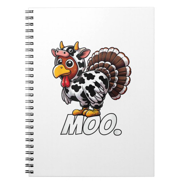 Turkey Cow Costume Thanksgiving Funny Turkey Moo  Notebook (Front)