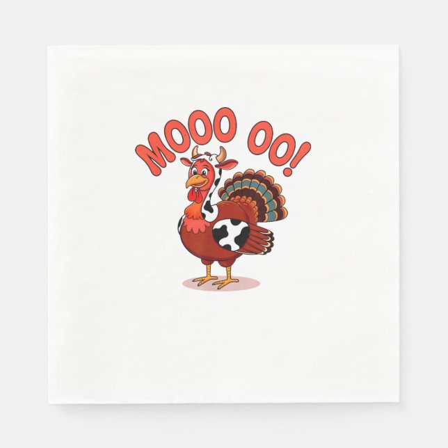 Turkey Cow Moo Funny Thanksgiving  Napkin (Front)
