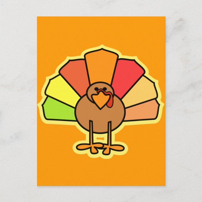 Turkey Cute Cartoon Thanksgiving Design Holiday Postcard (Front)