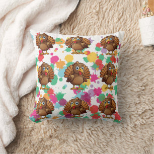 Turkey Cute Kawaii Brown Print Cushion