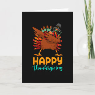 Turkey Dabbing Happy Thanksgiving Day Pilgrim Boys Card
