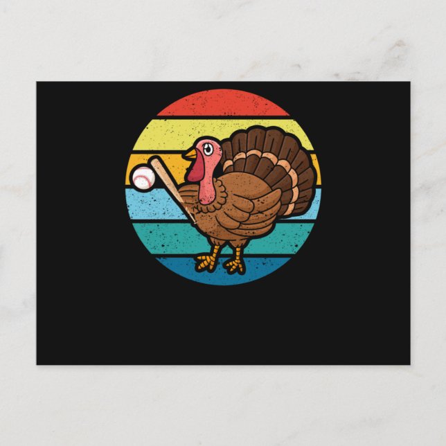 Turkey Day Baseball Thanksgiving Sports Autumn Fal Postcard (Front)