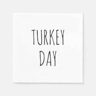 Turkey day black simple handwriting thanksgiving napkin