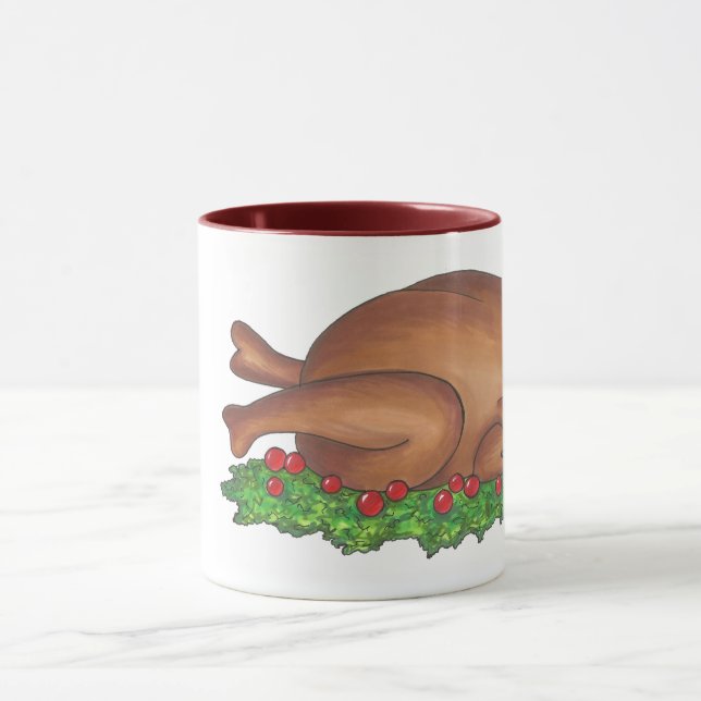 Turkey Day Thanksgiving Dinner Turkey Cranberries Mug (Center)