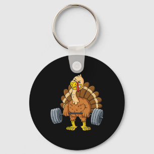 Turkey Deadlift Fun Thanksgiving Day Fitness Weigh Key Ring