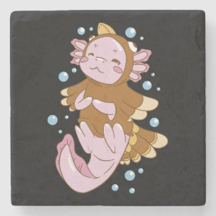 Turkey Disguise Axolotl Fun Stone Coaster