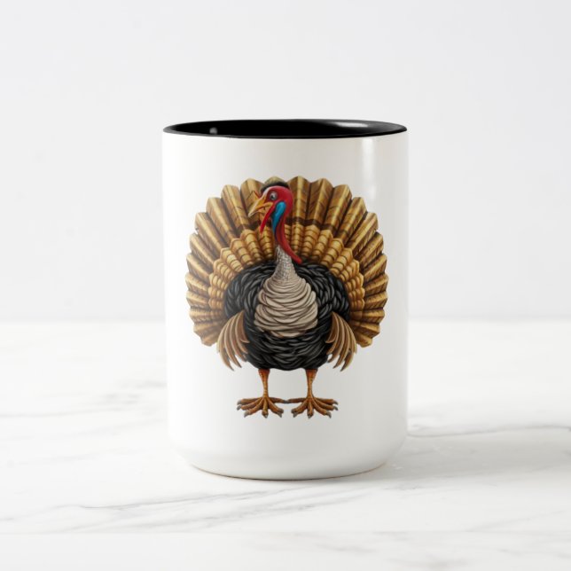 turkey disguise  Two-Tone coffee mug (Center)