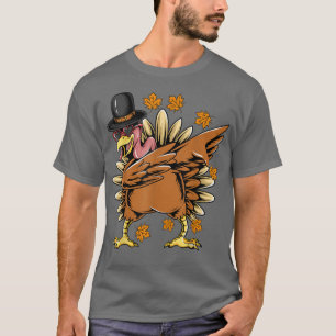 Turkey Doing Dabbing Dance Happy Thanksgiving Nati T-Shirt