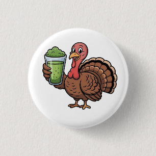 Turkey Drinking Matcha Lovers Thanksgiving 3 Cm Round Badge
