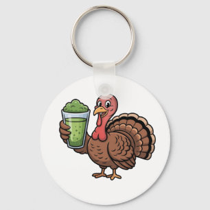 Turkey Drinking Matcha Lovers Thanksgiving Key Ring