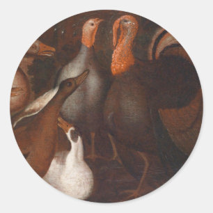 Turkey Ducks PigeonThanksgiving Round Sticker