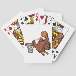 Turkey Dunking Basketball Sport Thanksgiving lover Playing Cards