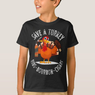 Turkey Eat Pizza Adult Bourbon Whiskey Funny Thank T-Shirt
