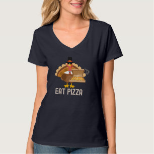 Turkey Eat Pizza Adult Vegan Kids Funny Thanksgivi T-Shirt
