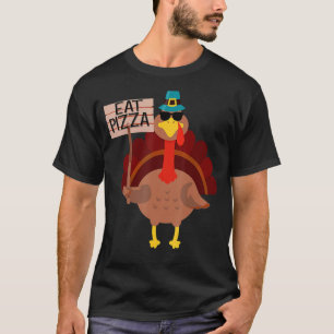 Turkey Eat Pizza Adult Vegan Kids Funny Thanksgivi T-Shirt