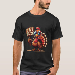 Turkey Eat Pizza Adult Vegan Kids Funny Thanksgivi T-Shirt