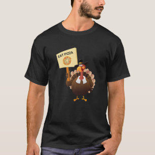 turkey eat pizza adult vegan kids thanksgiving T-Shirt