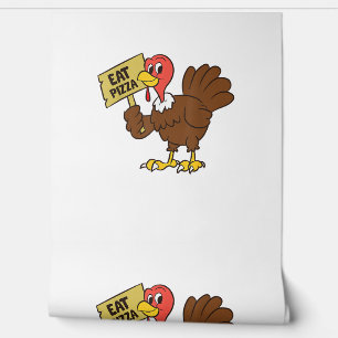 Turkey Eat Pizza Funny Thanksgiving  Wallpaper