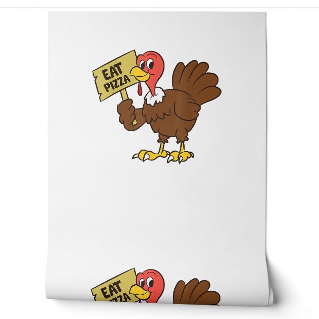 Turkey Eat Pizza Funny Thanksgiving  Wallpaper (Unrolling)