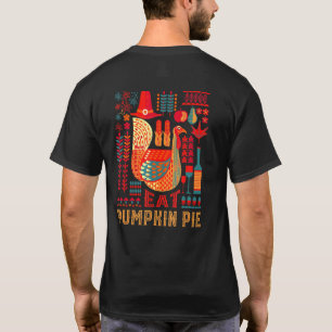 Turkey Eat Pumpkin Pie Thanksgiving Dessert Pie Bl T-Shirt