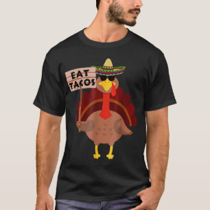 Turkey Eat tacos Adult Vegan Kids Funny Thanksgivi T-Shirt