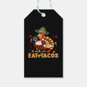 Turkey Eat Tacos Funny Mexican Thanksgiving Gift Tags