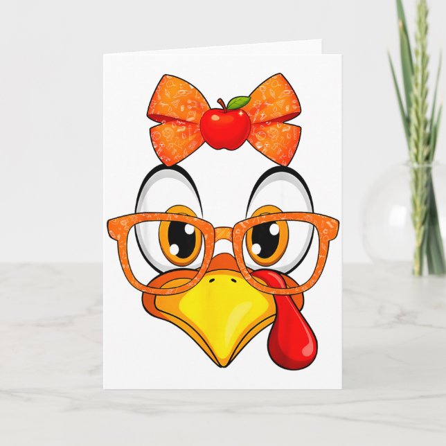 Turkey Face Apple Coquette Fall Thanksgiving Costu Card (Front)