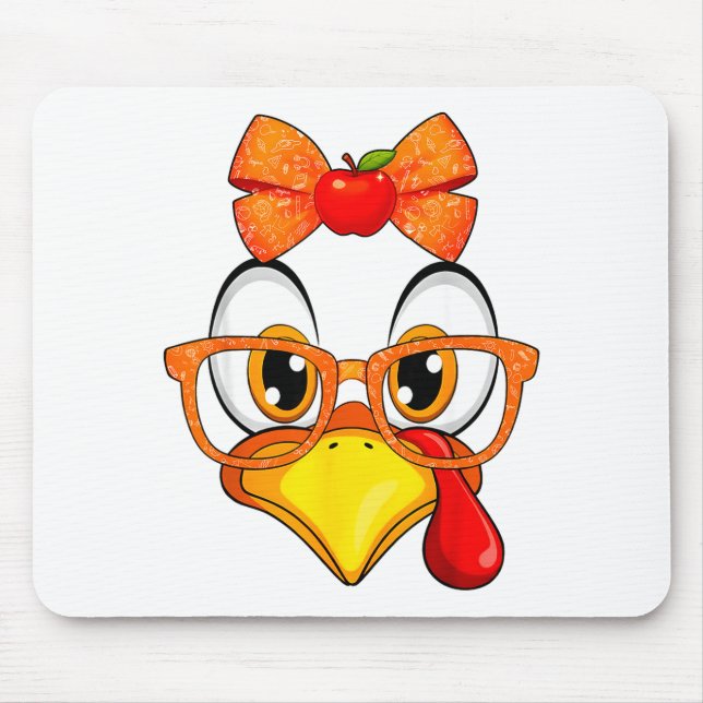 Turkey Face Apple Coquette Fall Thanksgiving Costu Mouse Pad (Front)