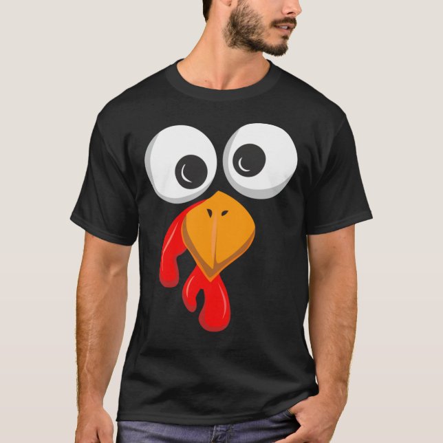 Turkey Face Crazy Eyes Funny Thanksgiving Day Gift T-Shirt (Front)