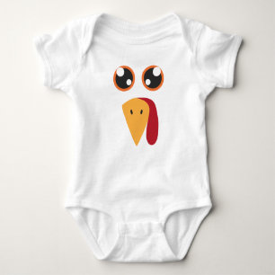 Turkey Face Cute Thanksgiving Baby Bodysuit